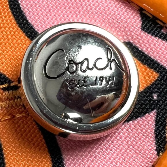 Coach Poppy Groovy Shoulder Bag Pink Orange Signature Pop Art Canvas Keychains - Picture 11 of 14